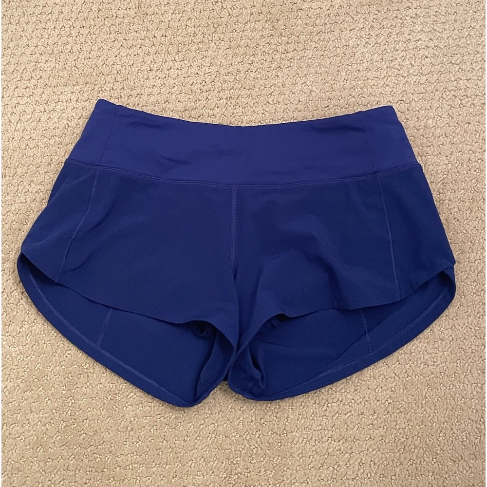 lululemon, psychic blue speed up shorts